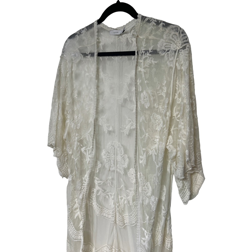 Lush Ivory Lace Kimono Duster Boho Festival Cover Up Elegant